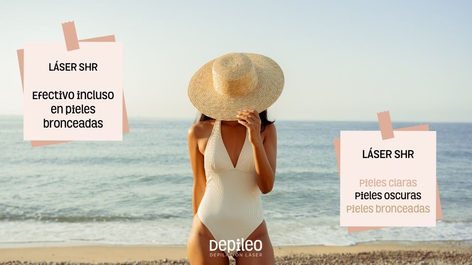 Depilación láser SHR en piel bronceada, segura y eficaz.