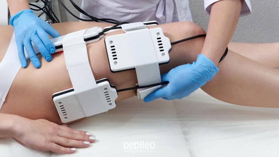 Sesión de láser lipolítico para eliminar grasa localizada y tonificar el cuerpo.