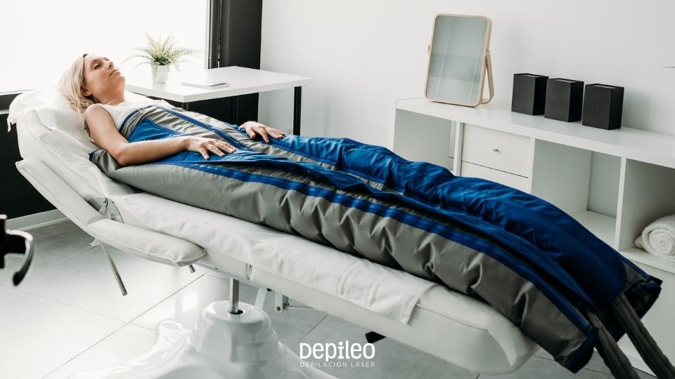 Presoterapia en Depileo: Reduce la Retención de Líquidos en Murcia, Cartagena, Lorca y Alicante Tratamiento de presoterapia en Depileo para mejorar la circulación y reducir la retención de líquidos en nuestros centros de Murcia, Cartagena, Lorca y Alicante.